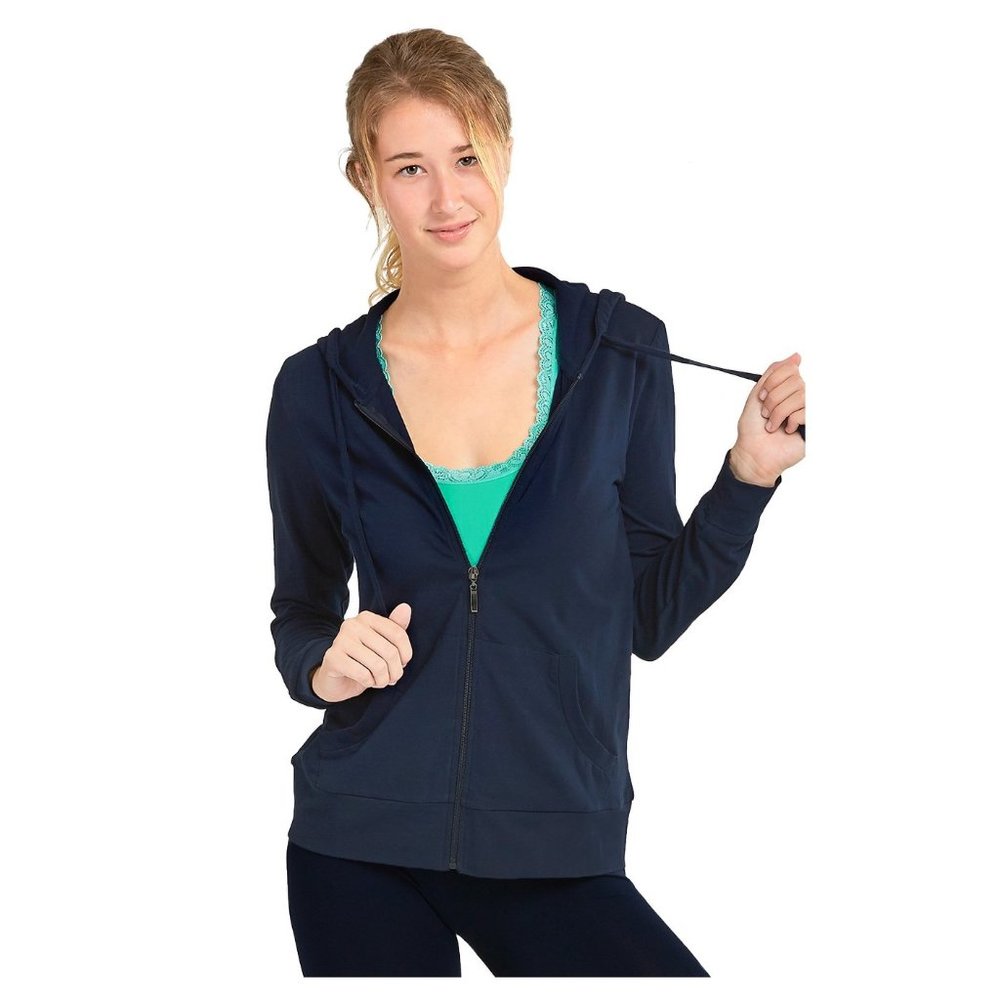 Sofra Women's Thin Cotton Zip Up Hoodie Jacket